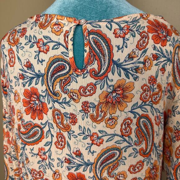 Bila Women XL BOHO Dress Midi 3 tiers Paisley - Picture 7 of 12